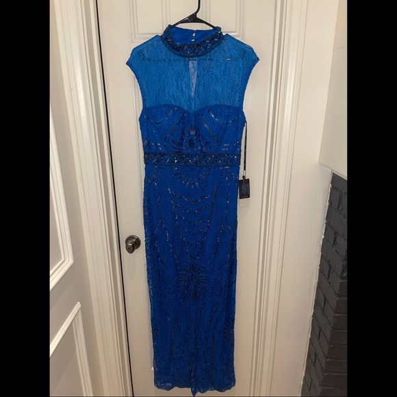 NWT Sue Wong Beaded Blue Gown - Picture 6 of 9